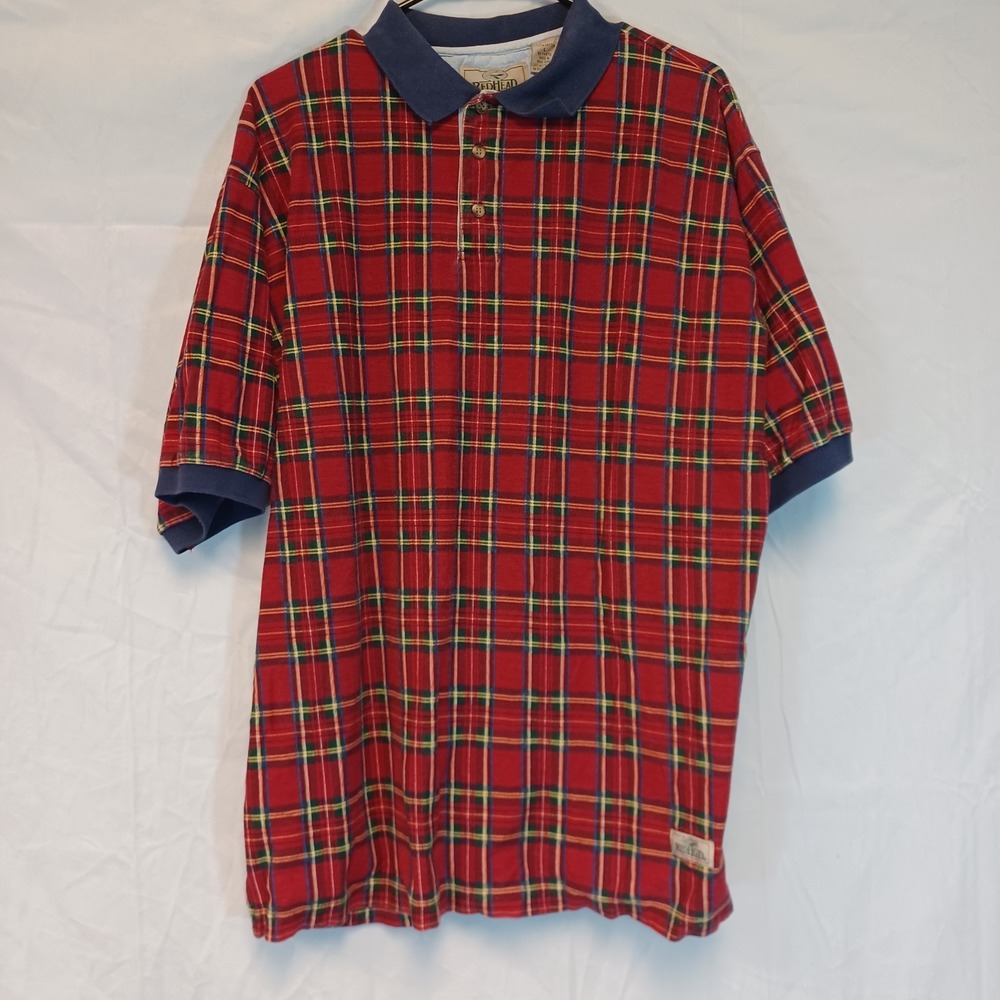 Redhead Short Sleeve Men's Polo Shirt Red Plaid Golf